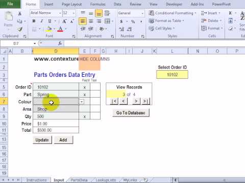 Excel data entry form examples